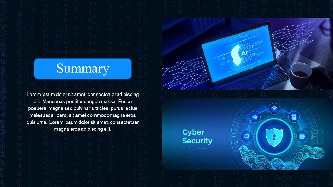 Cyber Security PPT Presentation Theme Summary Slide