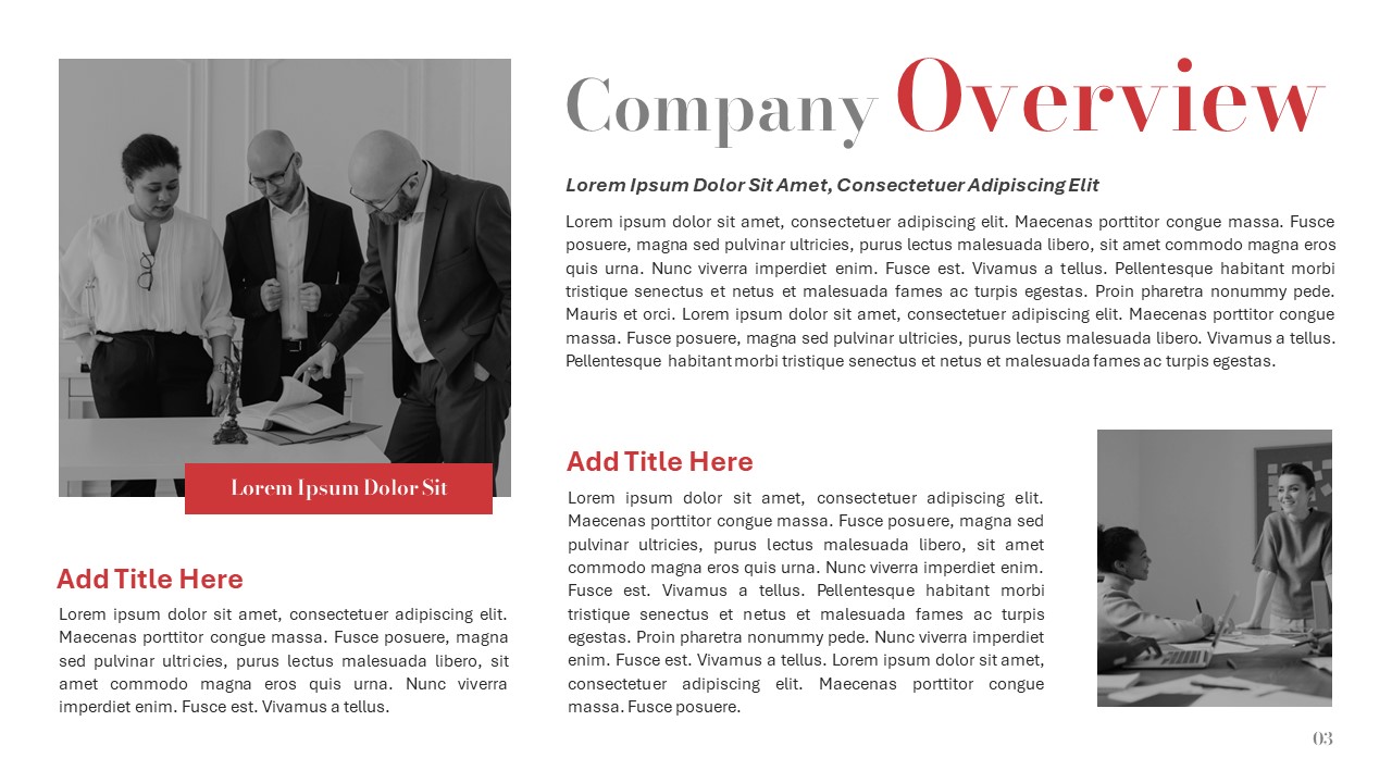 Magazine PowerPoint Template Company Overview Slide