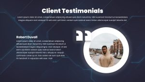 AI Tech Agency PowerPoint Template client testimonial slide