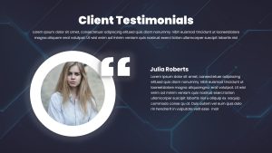 AI Tech Agency PowerPoint Template client testimonials slide