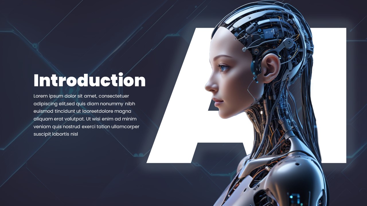 AI Tech Agency PowerPoint Template introduction slide