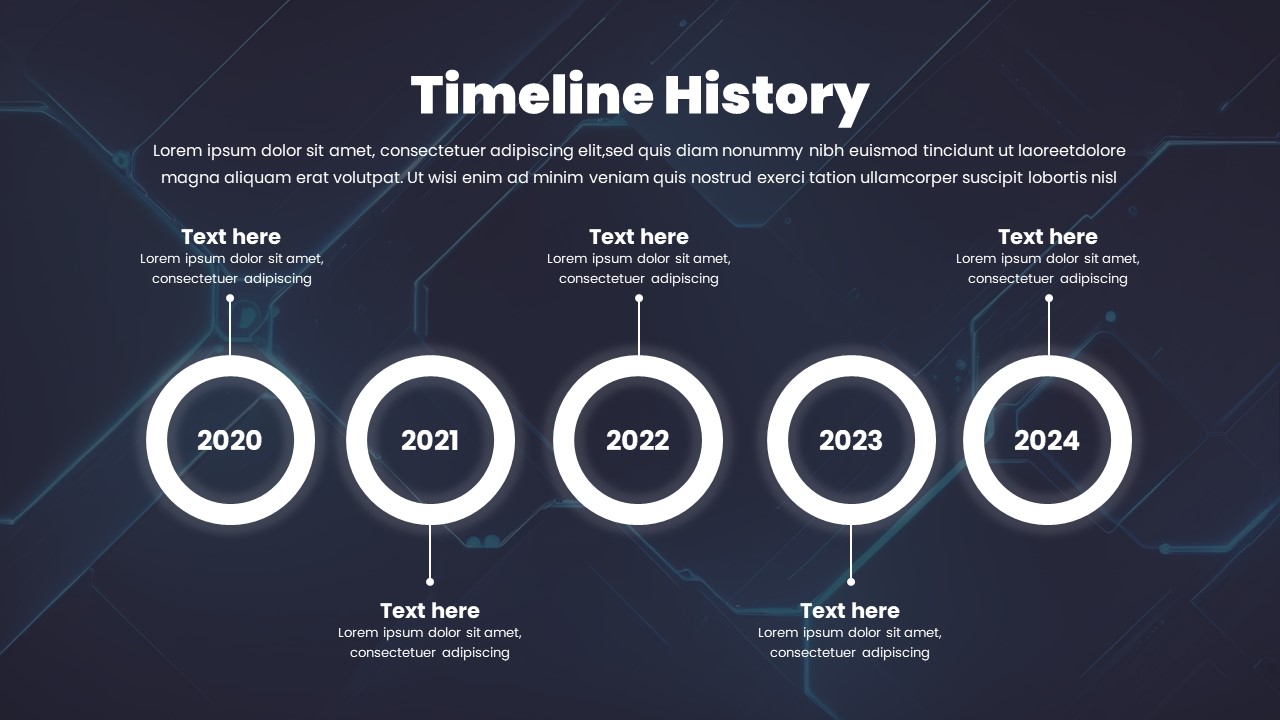 AI Tech Agency PowerPoint Template timeline history slide