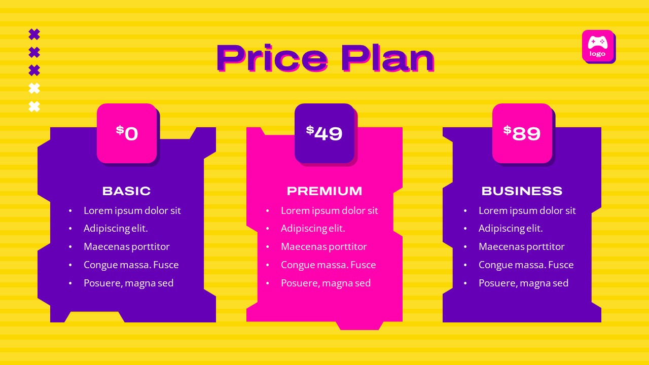 Gaming PowerPoint Theme Pricing Plan Slide