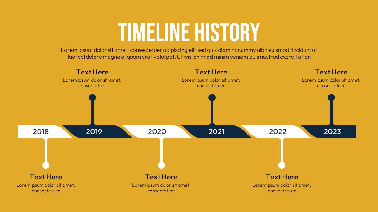 Port PowerPoint Template timeline history slide