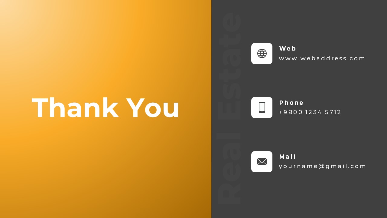 Real Estate PowerPoint Presentation Theme thank you slide