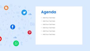 Social Media PowerPoint Theme Agenda Slide