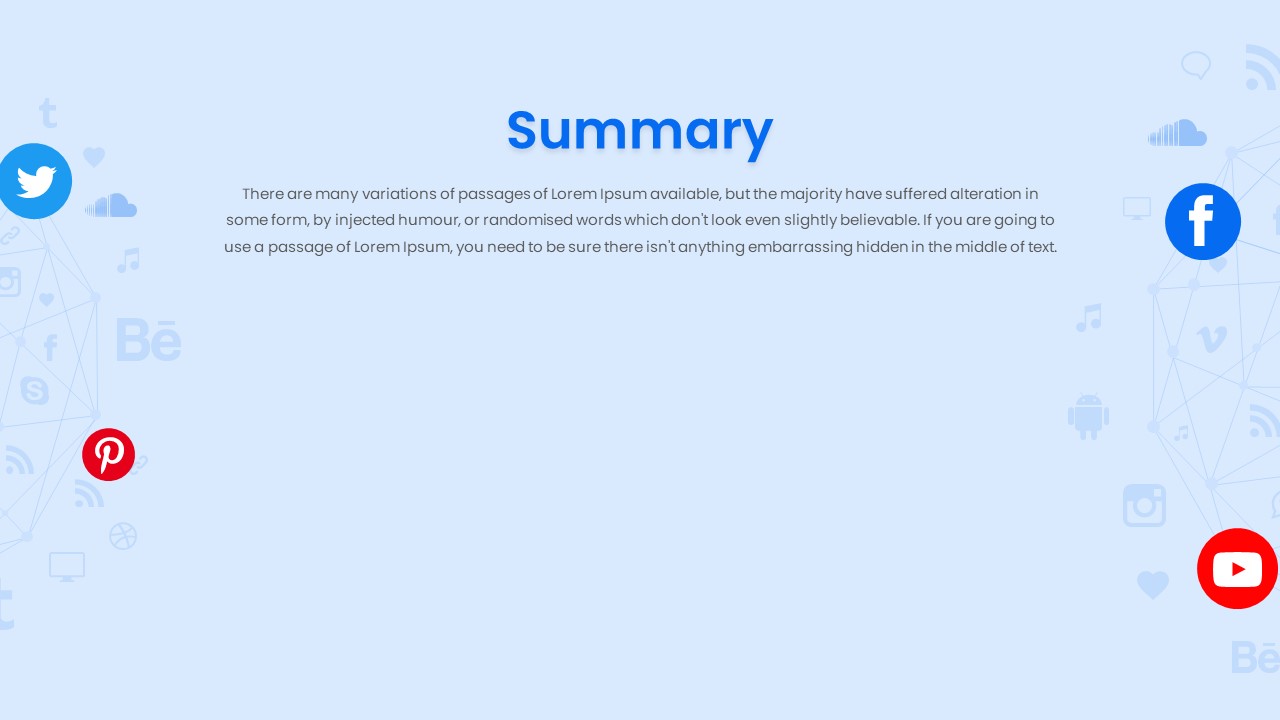 Social Media PowerPoint Theme Summary Slide