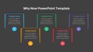 Why Now Powerpoint Template Five Column Layout Black