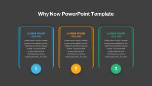 Why Now Powerpoint Template Three Column Layout Black