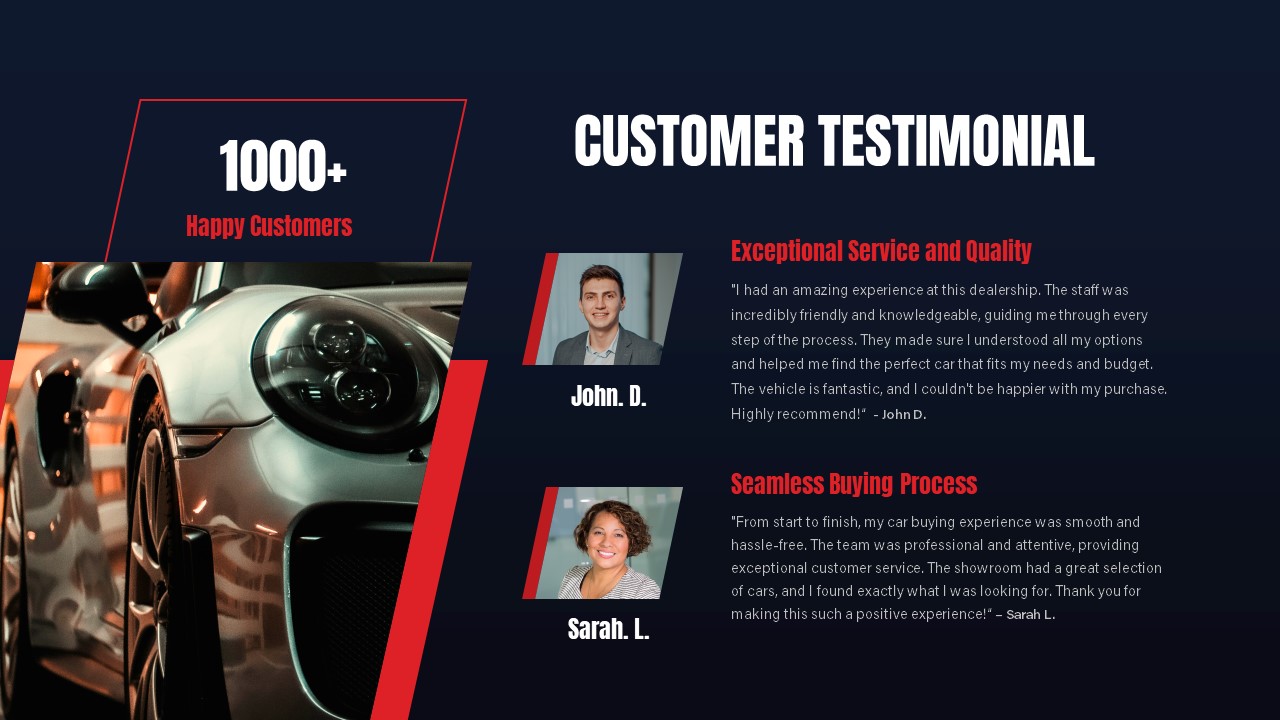 Car Dealership PowerPoint Presentation Template testimonial slide