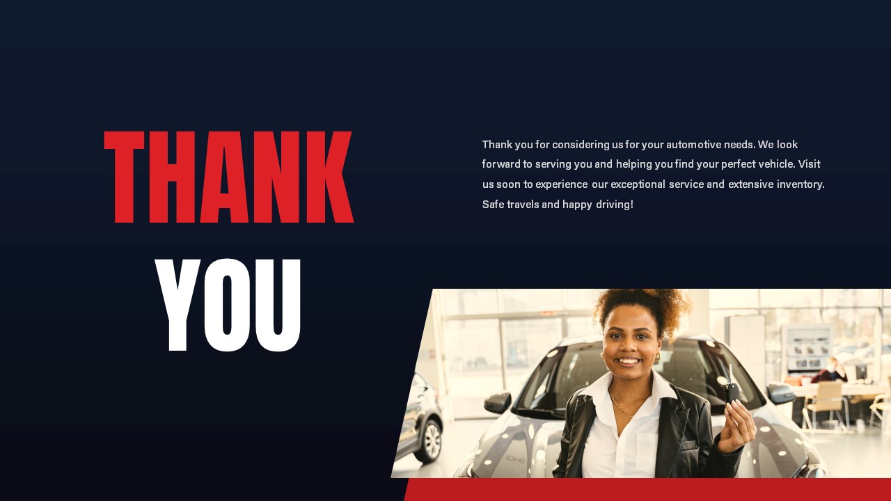 Car Dealership PowerPoint Presentation Template thank you slide