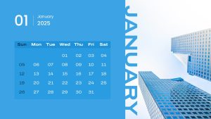 2025 Calendar PowerPoint Template January Slide