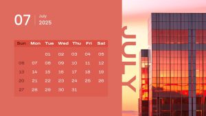 2025 Calendar PowerPoint Template July Slide