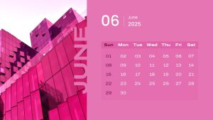 2025 Calendar PowerPoint Template June Slide