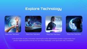 Futuristic PowerPoint Presentation Template Deck explore technology slide