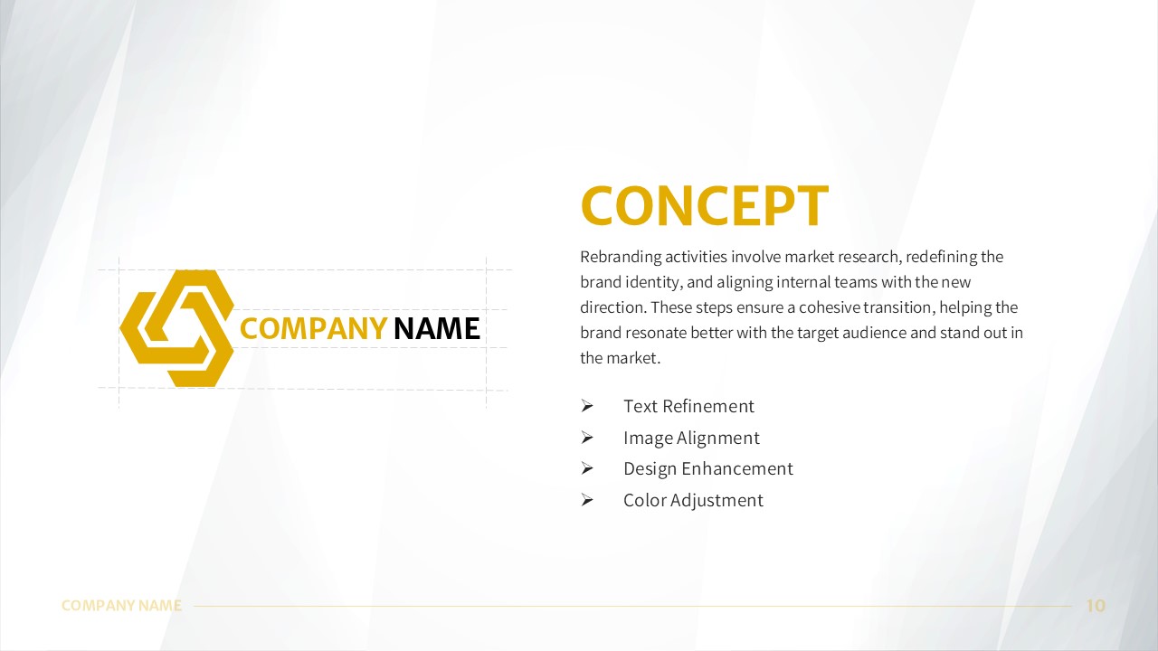 Rebranding PowerPoint Template concept slide