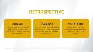 Rebranding PowerPoint Template retrospective slide