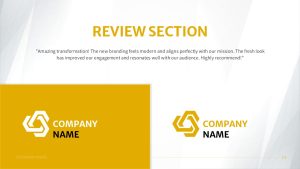 Rebranding PowerPoint Template review section