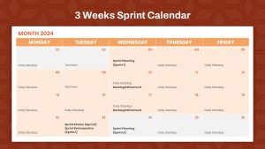 Sprint Calendar PowerPoint Slide 2 Weeks