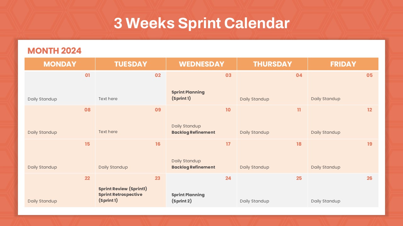 Sprint Calendar Presentation Slide 2 Weeks