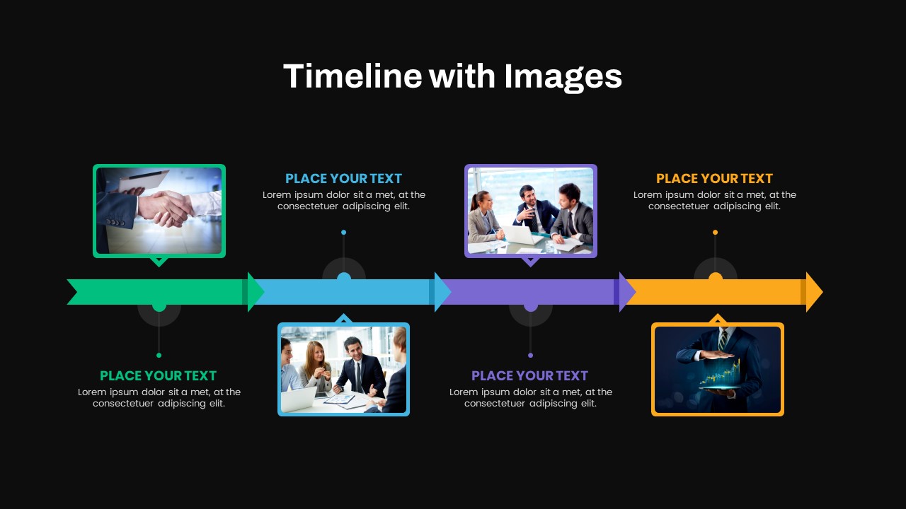 Timeline with Images PowerPoint Template arrows