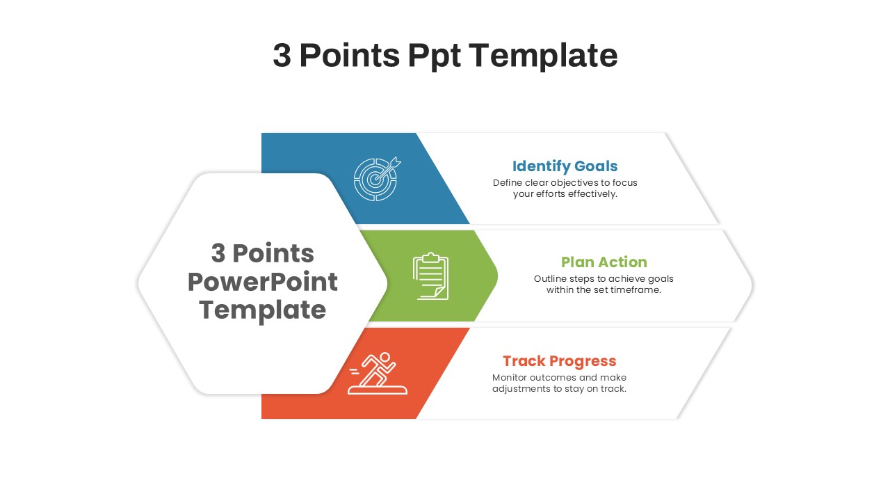 3 Points PowerPoint Template Hexagon Shapes