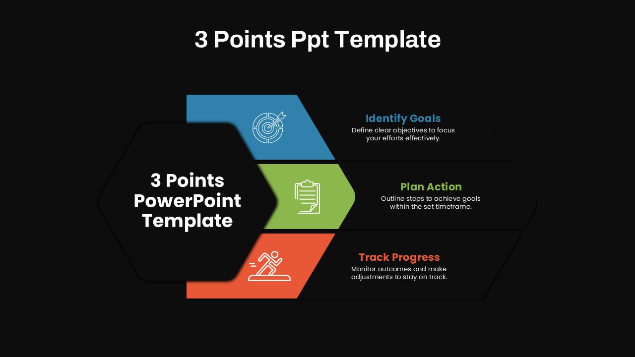 3 Points Presentation Slide With Hexagon Shape