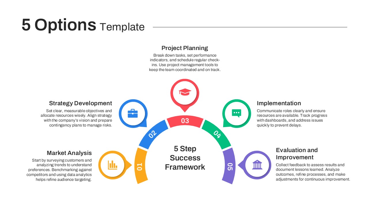 5 Options PowerPoint Template circular