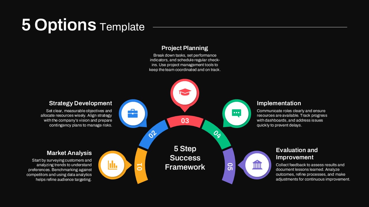 5 Options PowerPoint Templates circular