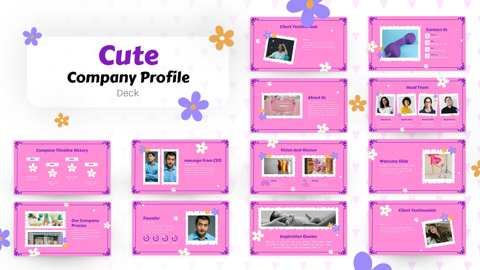 Cute Company Profile Deck PowerPoint Template featured image