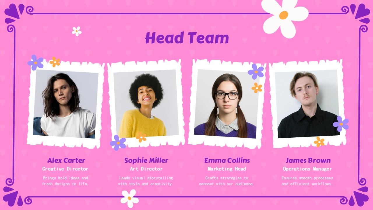 Cute Company Profile Deck PowerPoint Template head team