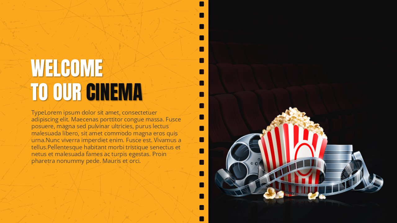 Free Cinema PowerPoint Template Welcome Slide