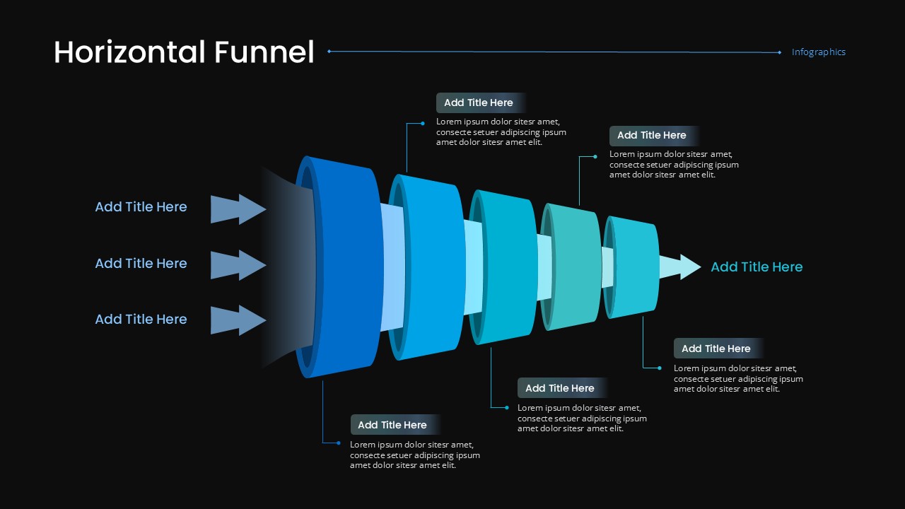 Horizontal Funnel PowerPoint Presentation Templates