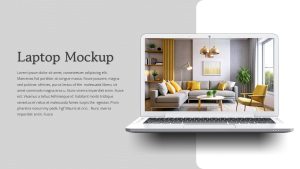 Interior Design PowerPoint Template Laptop Mockup Slide