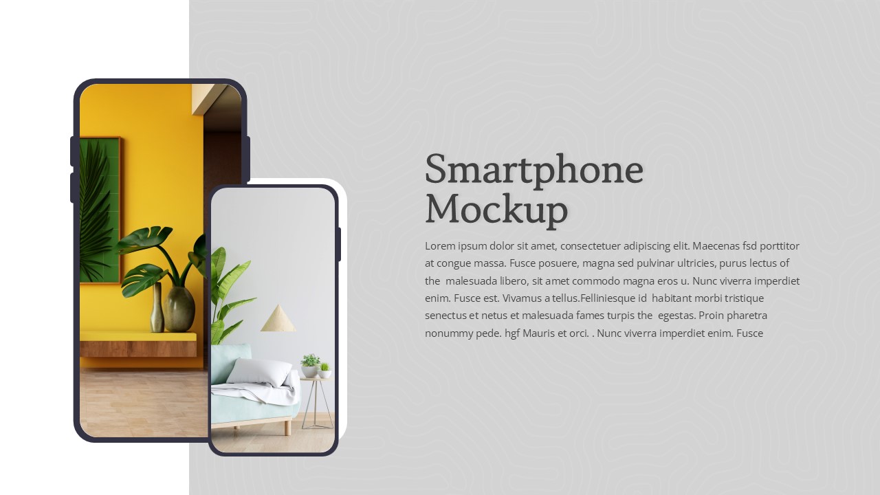 Interior Design PowerPoint Template Smartphone Mockup Slide