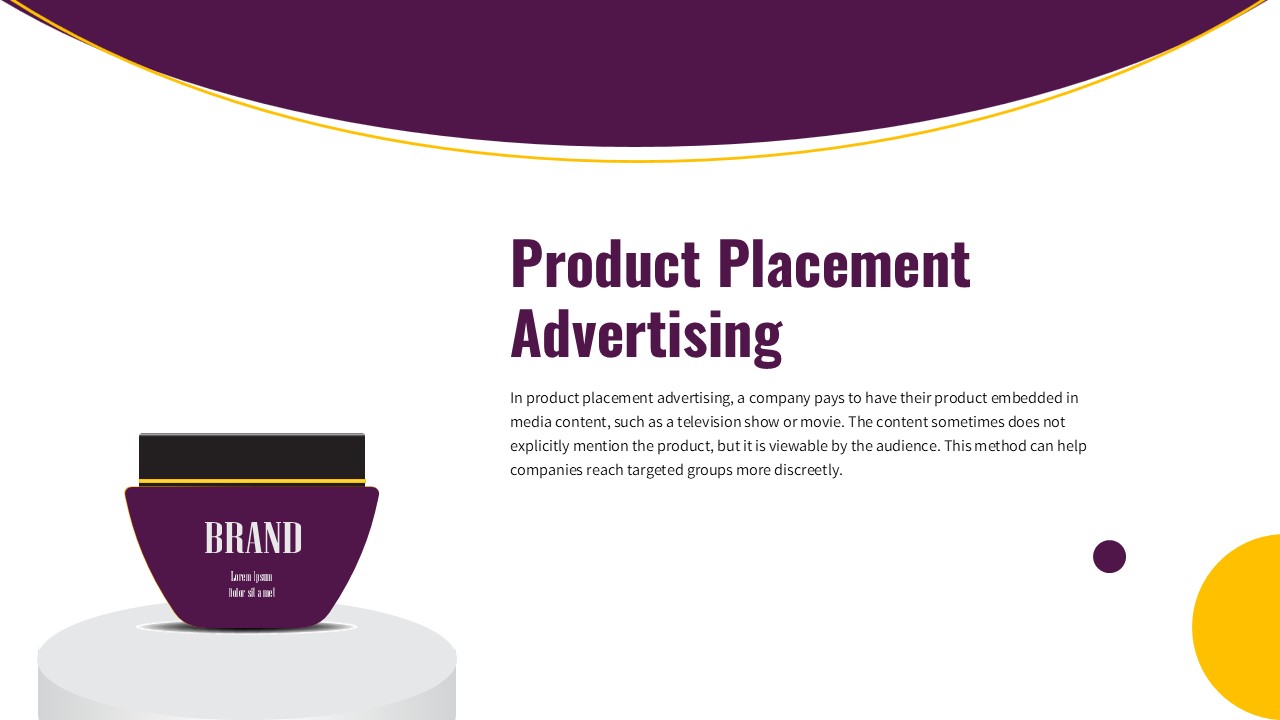 Product Placement Advertisement Presentation Template