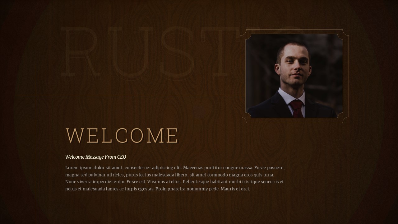 Rustic PowerPoint Presentation Template Welcome Slide