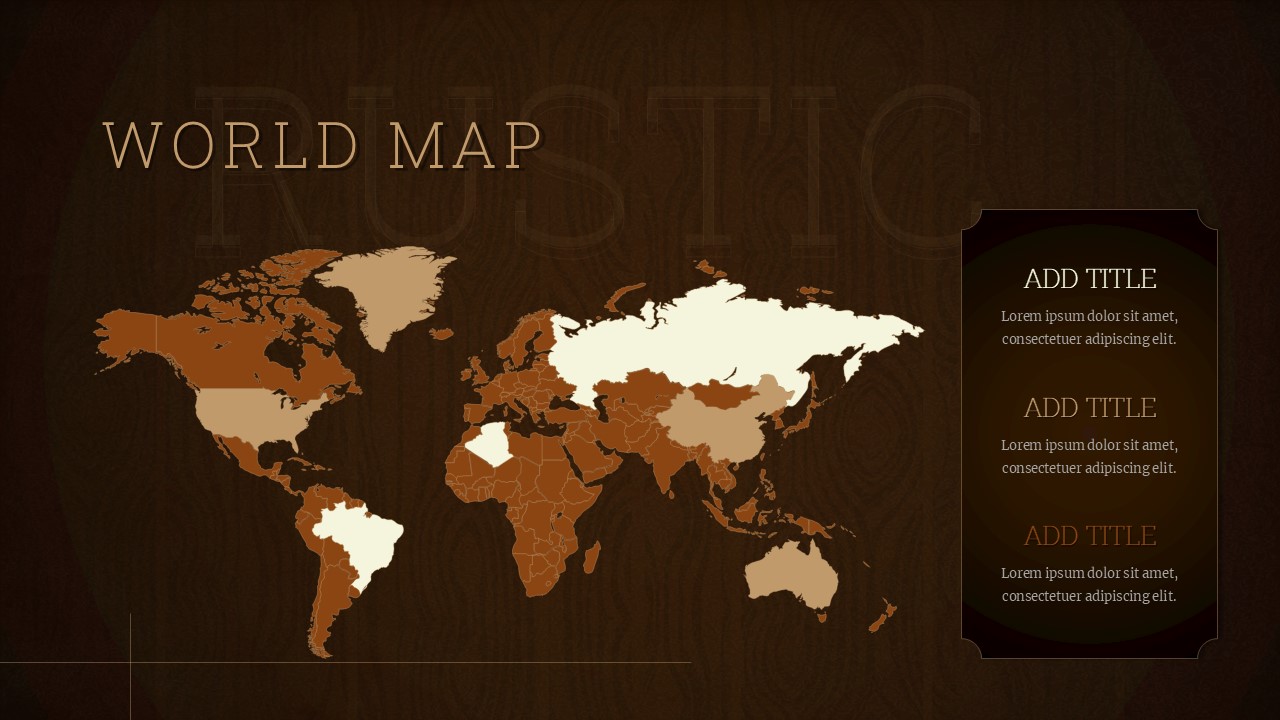 Rustic PowerPoint Presentation Template World Map Slide