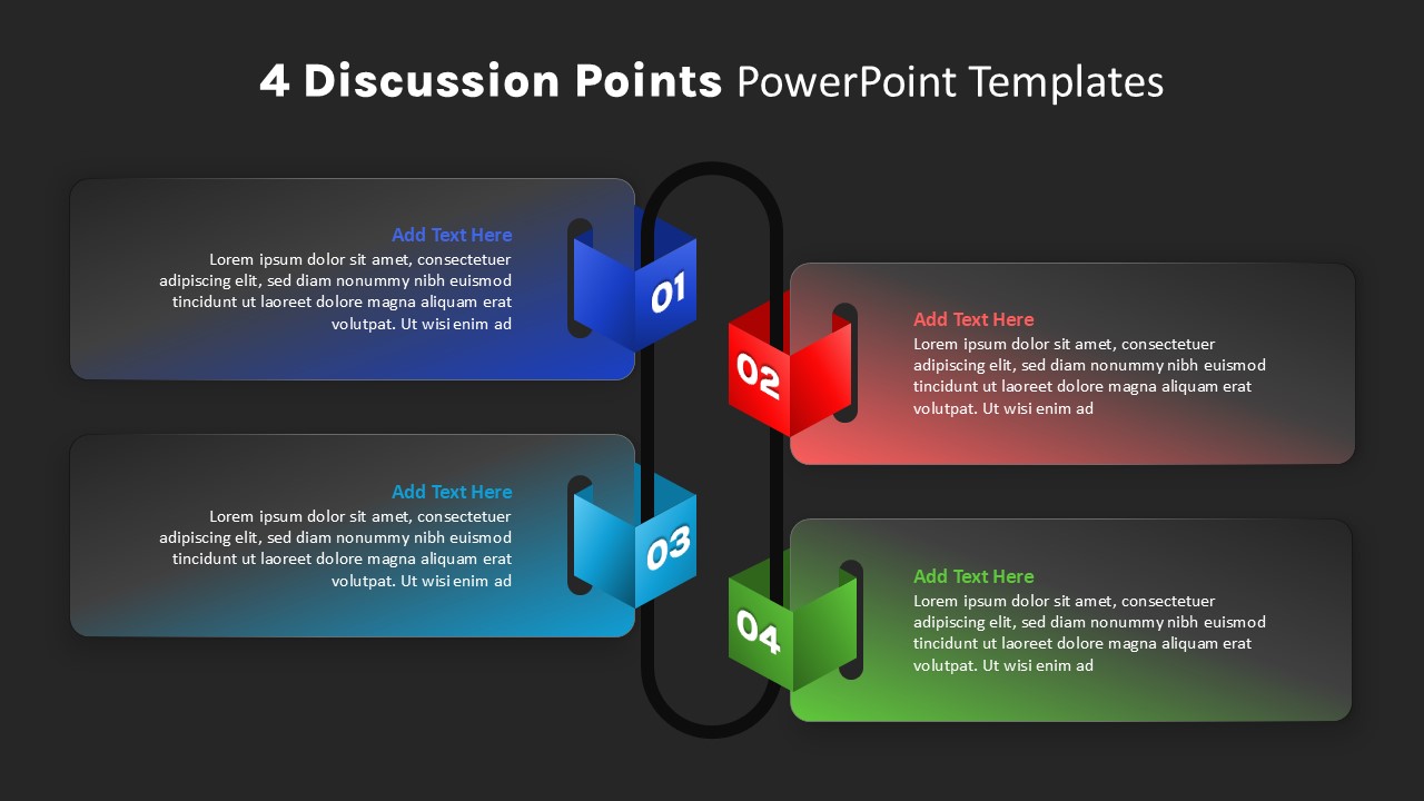 4 Discussion Points PowerPoint Template black