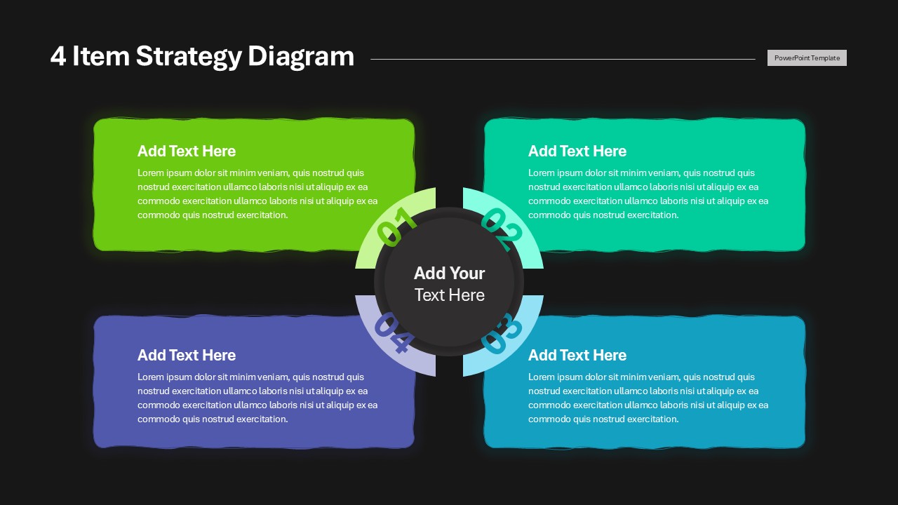 4 Item Strategy Diagram Business Presentation Slide