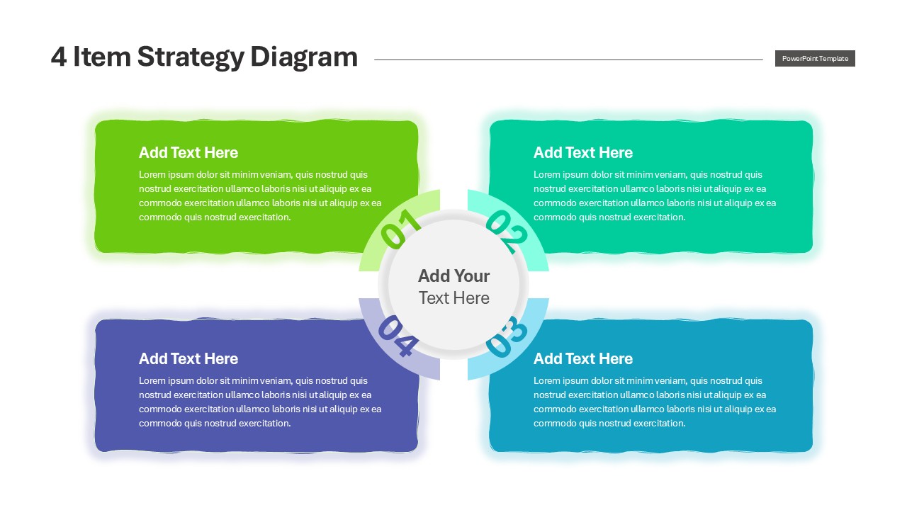 4 Item Strategy Diagram PowerPoint Presentation Template