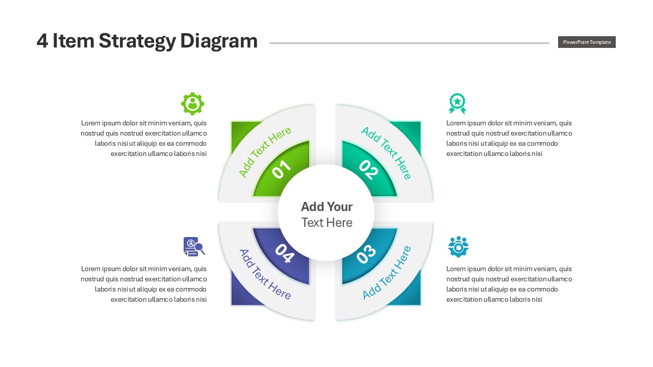 4 Item Strategy Diagram PowerPoint Template