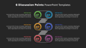 6 Discussion Points PowerPoint Template black