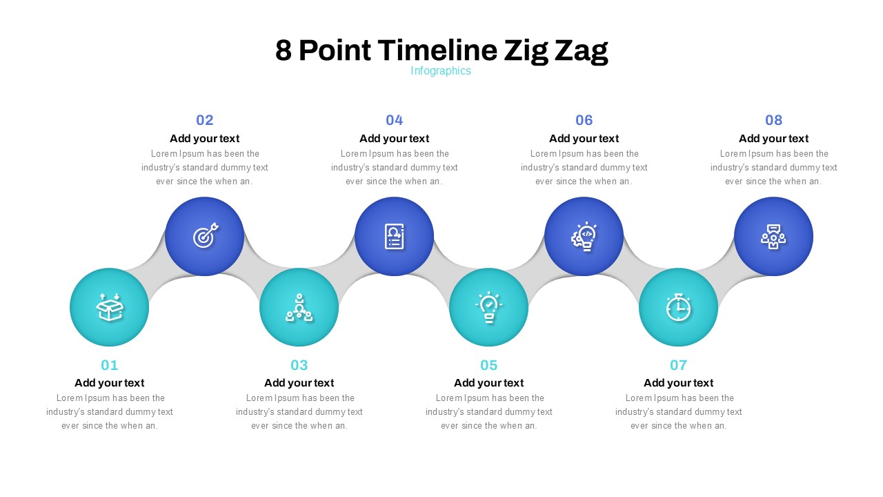 8 Point Timeline Zig Zag Template For PowerPoint