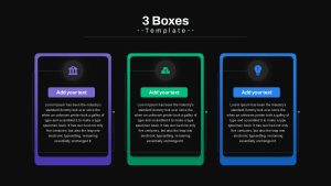 Boxes PowerPoint Template 3 boxes black