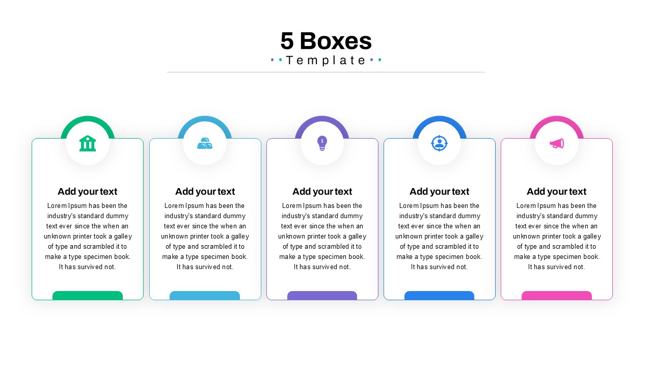 Boxes PowerPoint Template 5 boxes