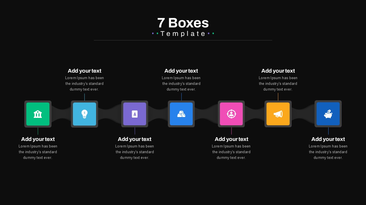 Boxes PowerPoint Template 7 boxes black