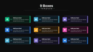 Boxes PowerPoint Template 9 boxes black