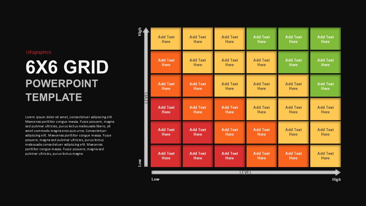 Grid PowerPoint Template 6 grid formation black