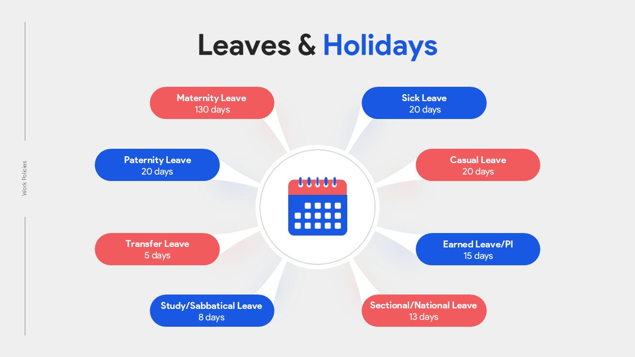 Leaves and holiday calendar